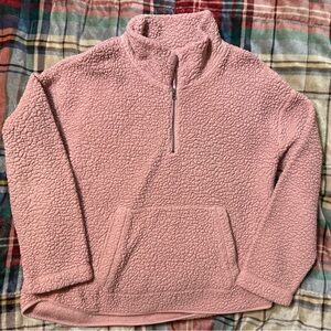 Old Navy Pink Sherpa Quarter-Zip Sweater
